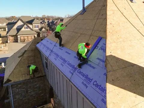 Synthetic underlayment going down