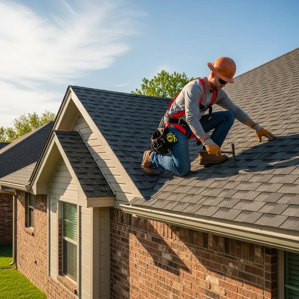Professional roofing contractor inspecting a residential roof in Catoosa, highlighting roof maintenance importance